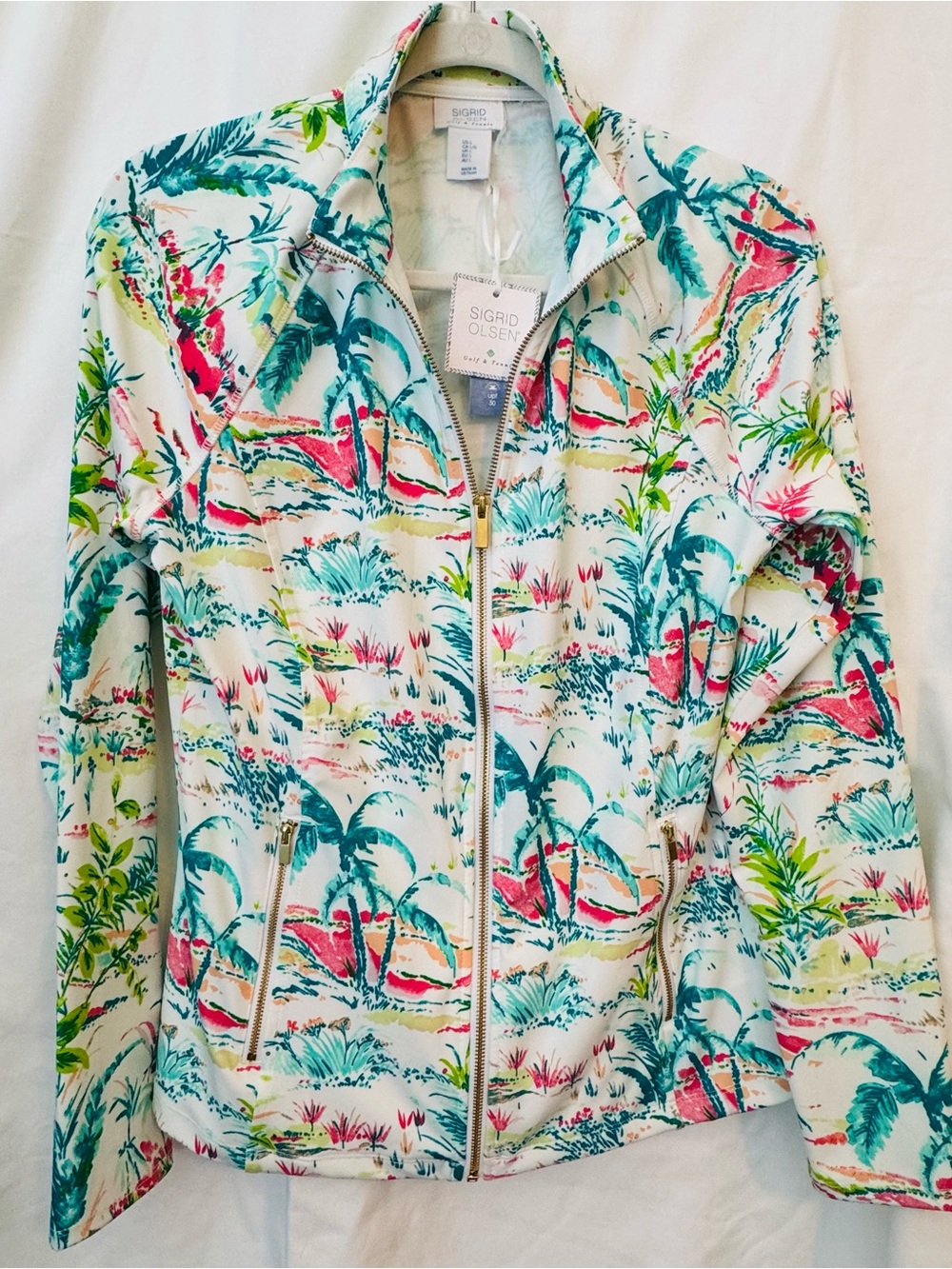 SIGRID OLSEN Golf & Tennis Jacket Zip UPF 50+ Moisture Wicking Large NWT